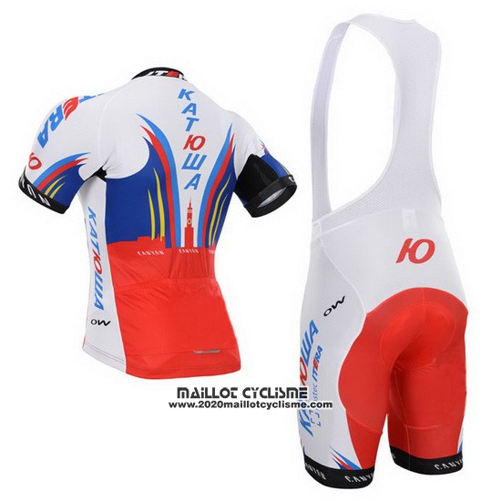 2015 Maillot Ciclismo Katusha Blanc et Rouge Manches Courtes et Cuissard
